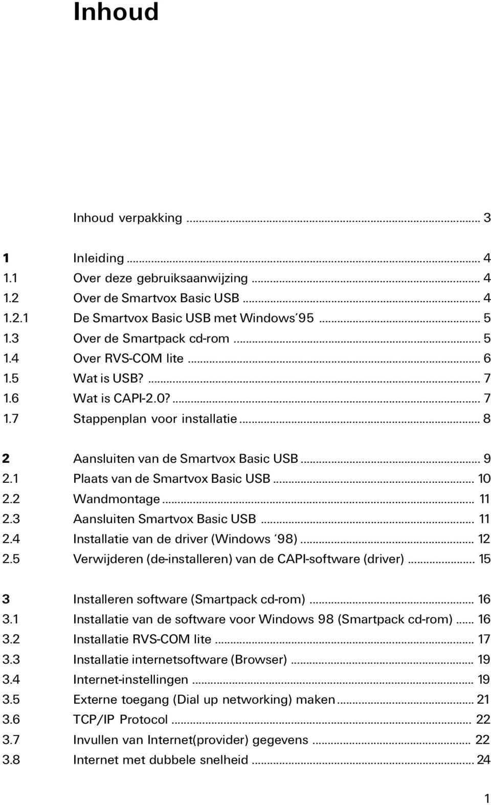 .. 10 2.2 Wandmontage... 11 2.3 Aansluiten Smartvox Basic USB... 11 2.4 Installatie van de driver (Windows 98)... 12 2.5 Verwijderen (de-installeren) van de CAPI-software (driver).