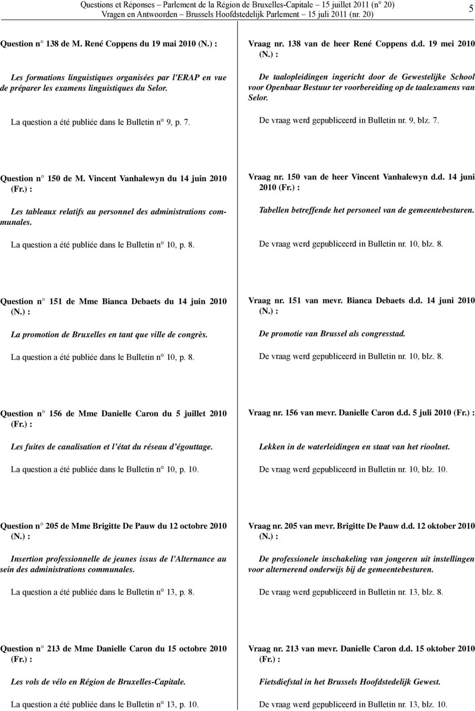 138 van de heer René Coppens d.d. 19 mei 2010 (N.) : De taalopleidingen ingericht door de Gewestelijke School voor Openbaar Bestuur ter voorbereiding op de taalexamens van Selor.