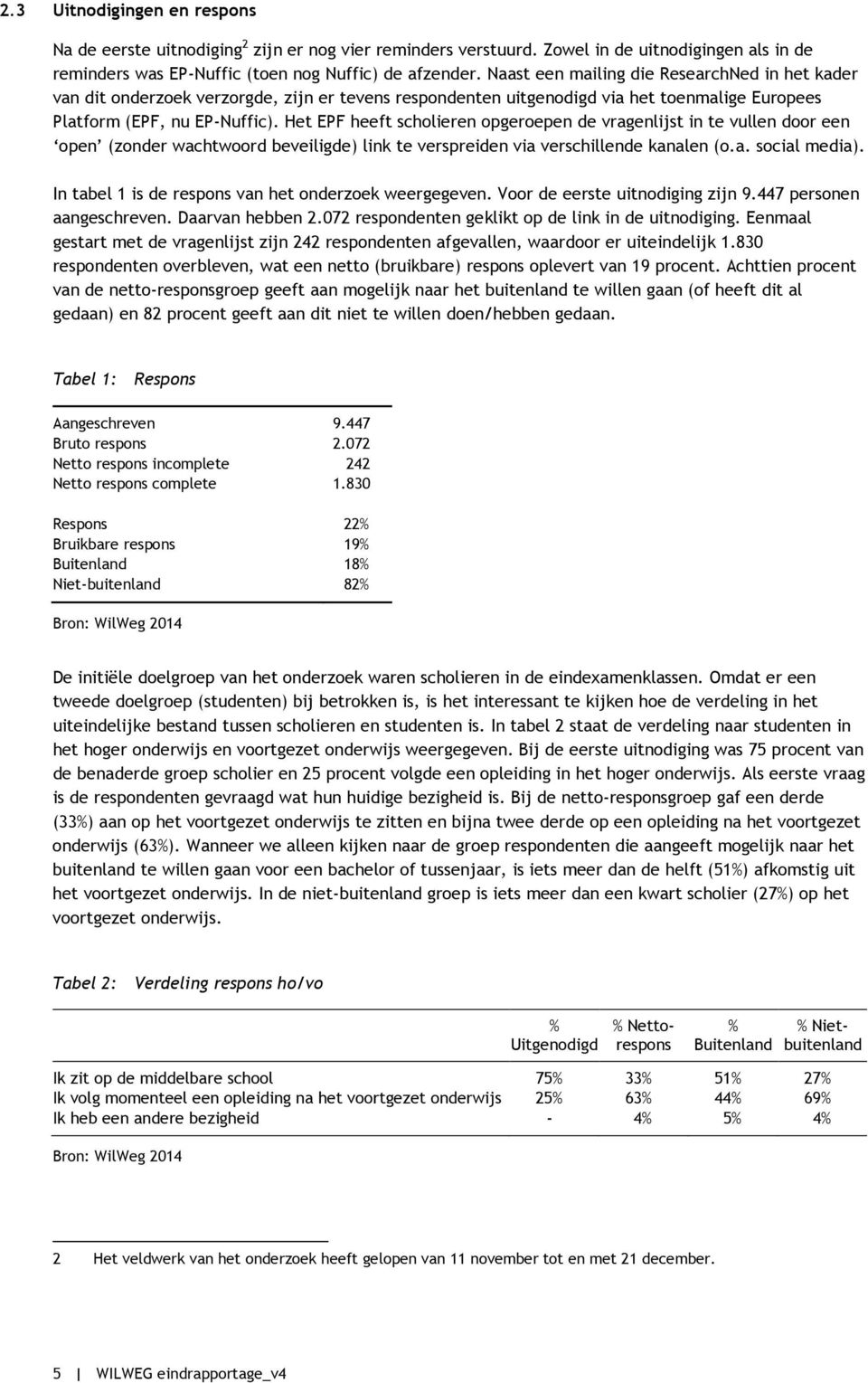 Het EPF heeft scholieren opgeroepen de vragenlijst in te vullen door een open (zonder wachtwoord beveiligde) link te verspreiden via verschillende kanalen (o.a. social media).