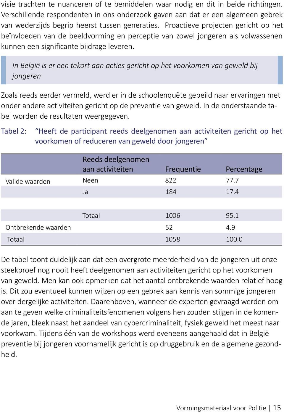 Proactieve projecten gericht op het beïnvloeden van de beeldvorming en perceptie van zowel jongeren als volwassenen kunnen een significante bijdrage leveren.