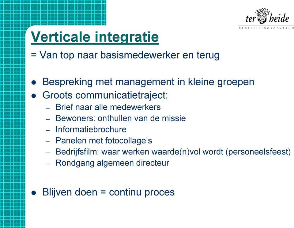 onthullen van de missie Informatiebrochure Panelen met fotocollage s Bedrijfsfilm: waar