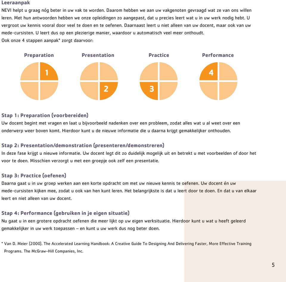 Daarnaast leert u niet alleen van uw docent, maar ook van uw mede-cursisten. U leert dus op een plezierige manier, waardoor u automatisch veel meer onthoudt.