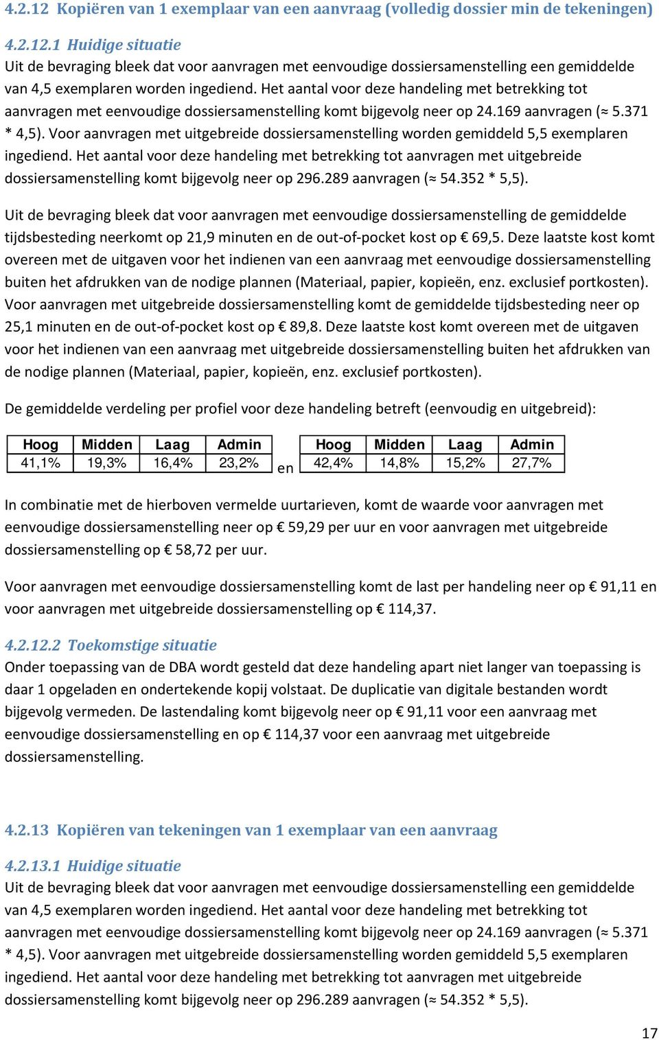 Voor aanvragen met uitgebreide worden gemiddeld 5,5 exemplaren ingediend. Het aantal voor deze handeling met betrekking tot aanvragen met uitgebreide komt bijgevolg neer op 296.289 aanvragen ( 54.