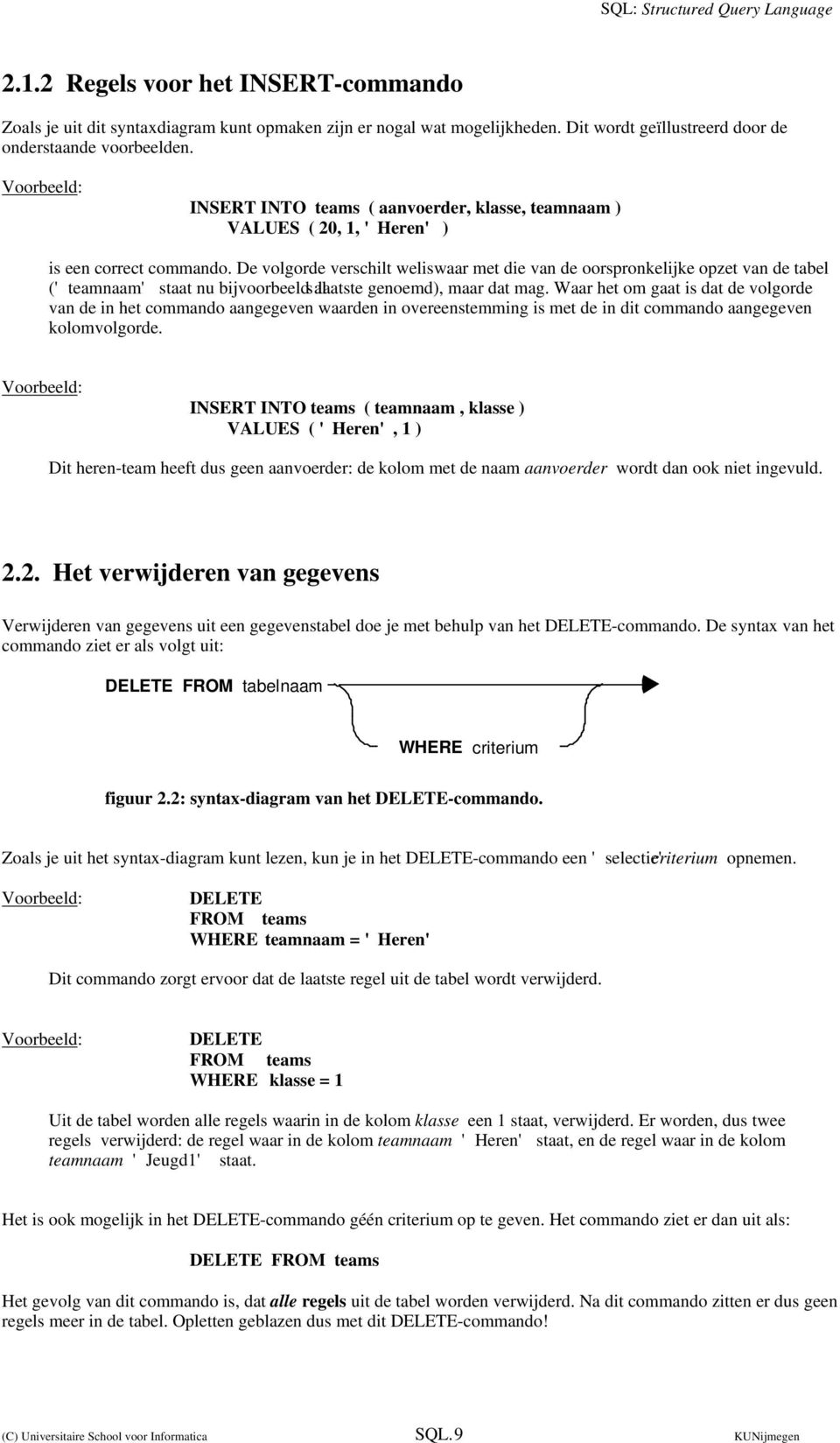 De volgorde verschilt weliswaar met die van de oorspronkelijke opzet van de tabel (' teamnaam' staat nu bijvoorbeeld s al laatste genoemd), maar dat mag.