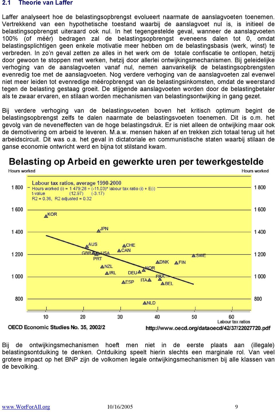 In het tegengestelde geval, wanneer de aanslagvoeten 100% (of méér) bedragen zal de belastingsopbrengst eveneens dalen tot 0, omdat belastingsplichtigen geen enkele motivatie meer hebben om de