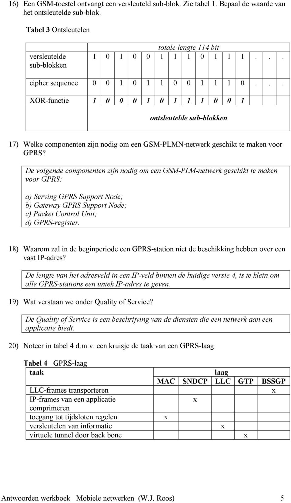 .. XOR-functie 1 0 0 0 1 0 1 1 1 0 0 1 ontsleutelde sub-blokken 17) Welke componenten zijn nodig om een GSM-PLMN-netwerk geschikt te maken voor GPRS?