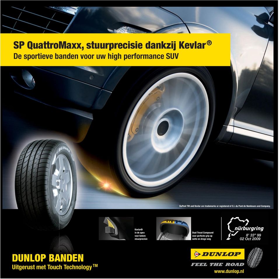 Kevlar in de apex voor betere stuurprecisie Dual Tread Compound voor perfecte grip op natte en