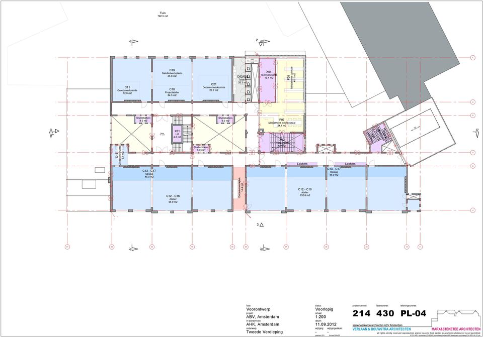 m F07 Mediatheek info/leeszaal 4. m X0 6.0 m X0 LK 7500 x 500 x 00-7 Opslag 45.0 m - 7 Opslag 45.0 m - 6 telier 98.9 m - 6 telier 5.