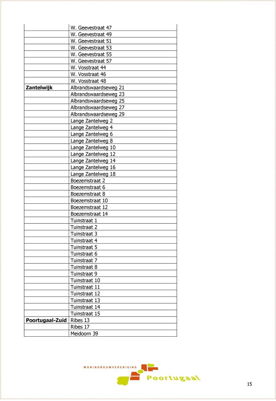 Zantelweg 8 Lange Zantelweg 10 Lange Zantelweg 12 Lange Zantelweg 14 Lange Zantelweg 16 Lange Zantelweg 18 Boezemstraat 2 Boezemstraat 6 Boezemstraat 8 Boezemstraat 10 Boezemstraat 12 Boezemstraat