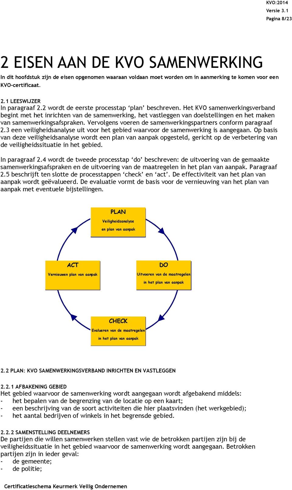 Vervolgens voeren de samenwerkingspartners conform paragraaf 2.3 een veiligheidsanalyse uit voor het gebied waarvoor de samenwerking is aangegaan.