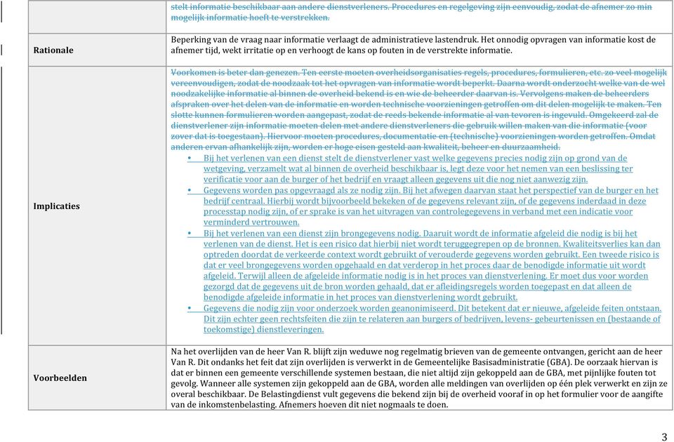 Het onnodig opvragen van informatie kost de afnemer tijd, wekt irritatie op en verhoogt de kans op fouten in de verstrekte informatie. Voorkomen is beter dan genezen.