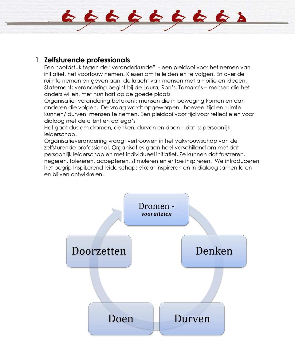 Statement: verandering begint bij de Laura, Ron s, Tamara s mensen die het anders willen, met hun hart op de goede plaats Organisatie- verandering betekent: mensen die in beweging komen en dan