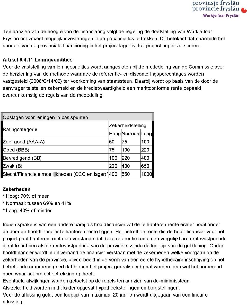 11 Leningcondities Voor de vaststelling van leningcondities wordt aangesloten bij de mededeling van de Commissie over de herziening van de methode waarmee de referentie- en disconteringspercentages