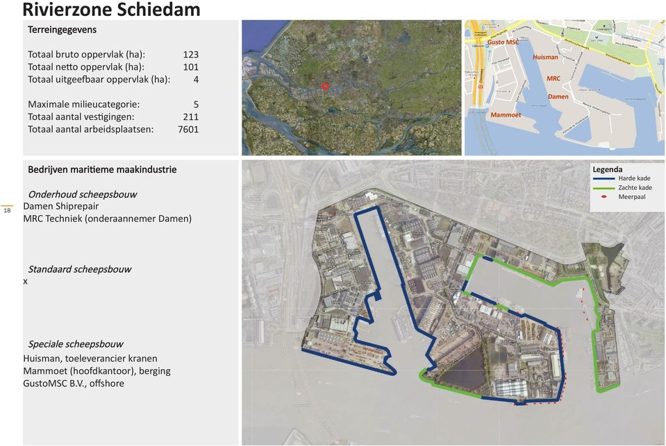 Bedrijven maritieme maakindustrie Onderhoud scheepsbouw Damen Shiprepair MRC Techniek (onderaannemer Damen) Legenda Harde kade Zachte