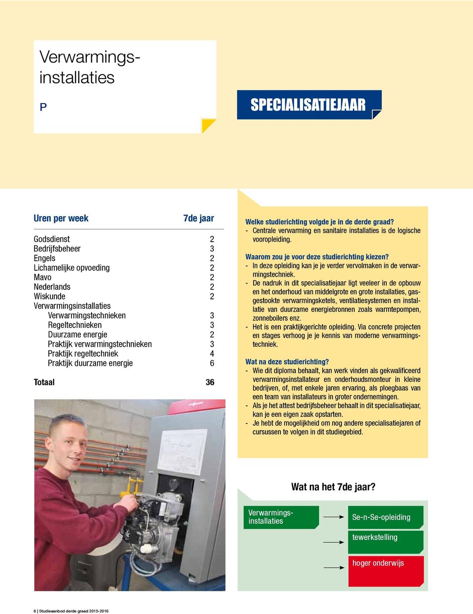 - Centrale verwarming en sanitaire installaties is de logische vooropleiding.