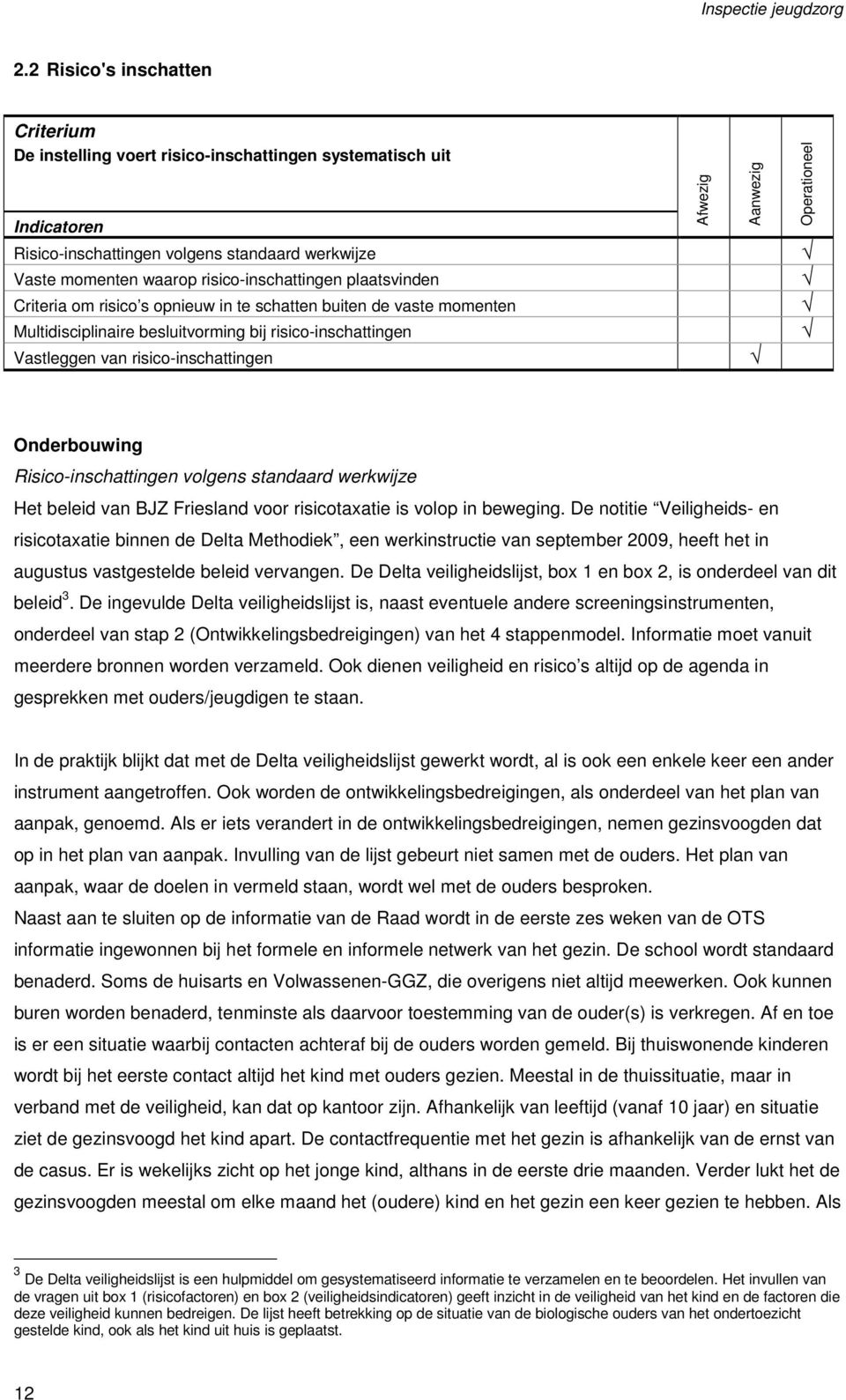 Operationeel Onderbouwing Risico-inschattingen volgens standaard werkwijze Het beleid van BJZ Friesland voor risicotaxatie is volop in beweging.
