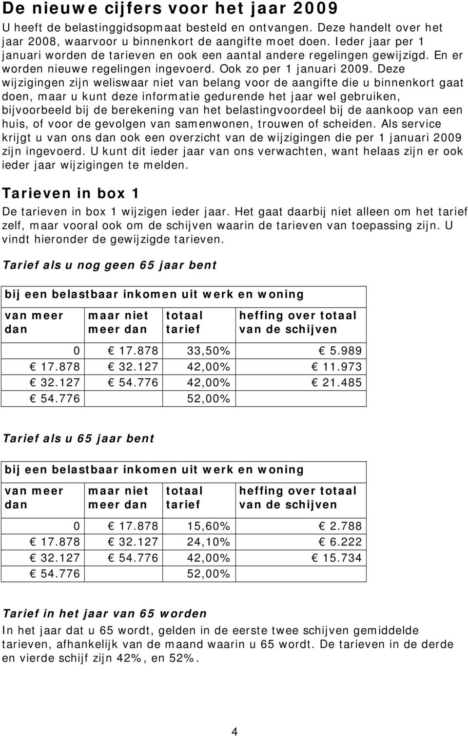 Deze wijzigingen zijn weliswaar niet van belang voor de aangifte die u binnenkort gaat doen, maar u kunt deze informatie gedurende het jaar wel gebruiken, bijvoorbeeld bij de berekening van het