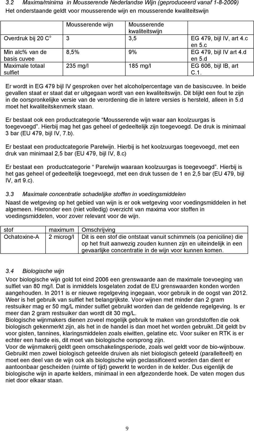 5 mg/l EG 606, bijl IB, art C.1. Er wordt in EG 479 bijl IV gesproken over het alcoholpercentage van de basiscuvee. In beide gevallen staat er staat dat er uitgegaan wordt van een kwaliteitswijn.