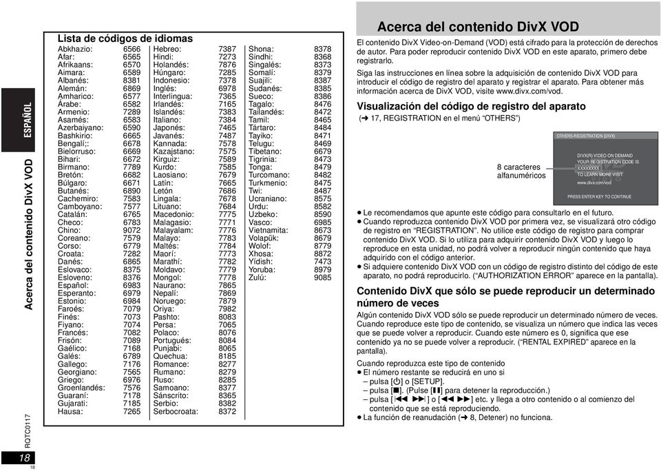 9072 Coreano: 7579 Corso: 6779 Croata: 7282 Danés: 6865 Eslovaco: 8375 Esloveno: 8376 Español: 6983 Esperanto: 6979 Estonio: 6984 Faroés: 7079 Finés: 7073 Fiyano: 7074 Francés: 7082 Frisón: 7089