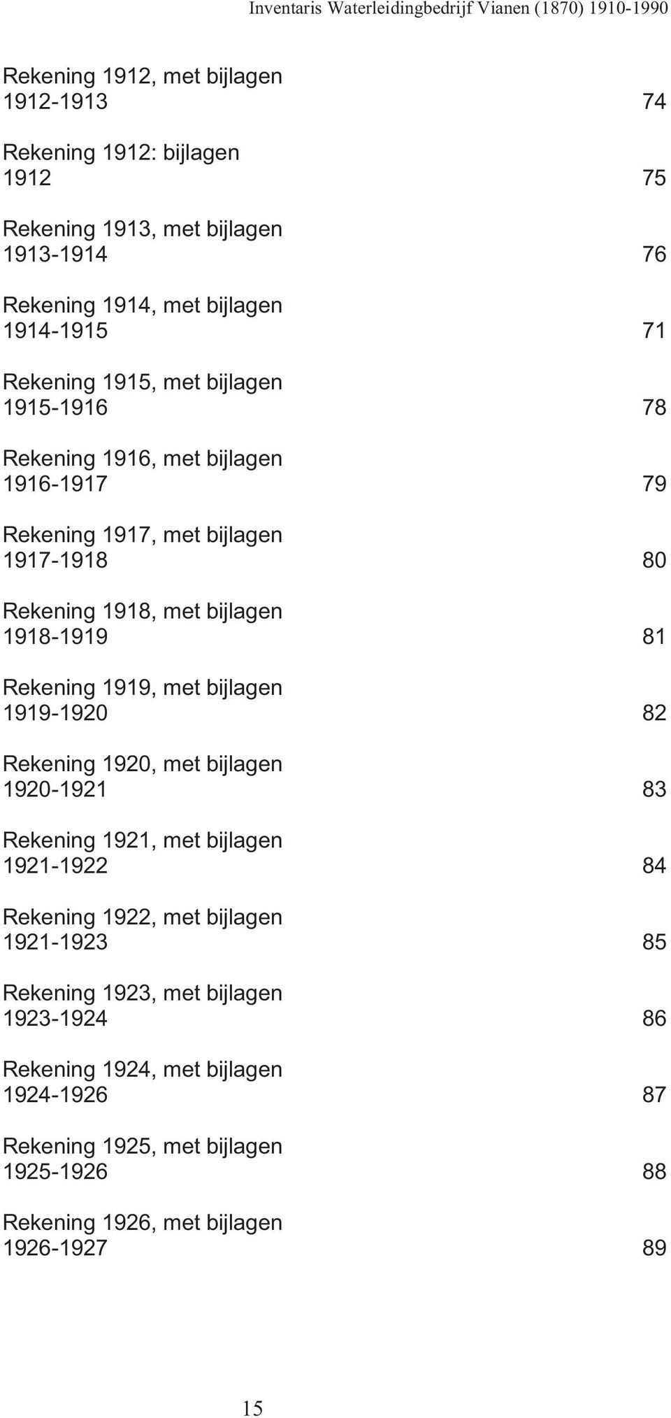 81 Rekening 1919, met bijlagen 1919-1920 82 Rekening 1920, met bijlagen 1920-1921 83 Rekening 1921, met bijlagen 1921-1922 84 Rekening 1922, met bijlagen