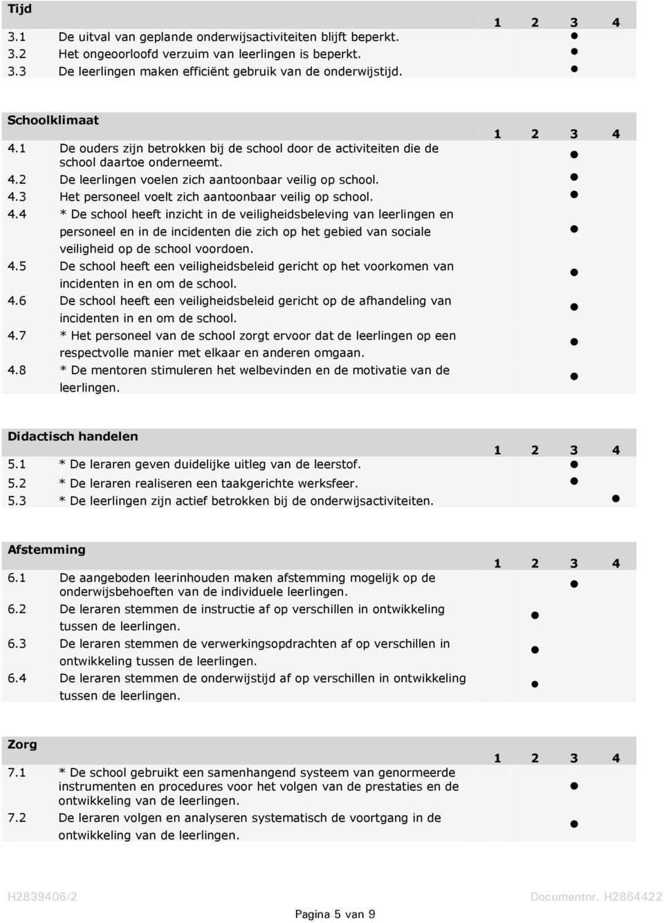 4.4 * De school heeft inzicht in de veiligheidsbeleving van leerlingen en personeel en in de incidenten die zich op het gebied van sociale veiligheid op de school voordoen. 4.