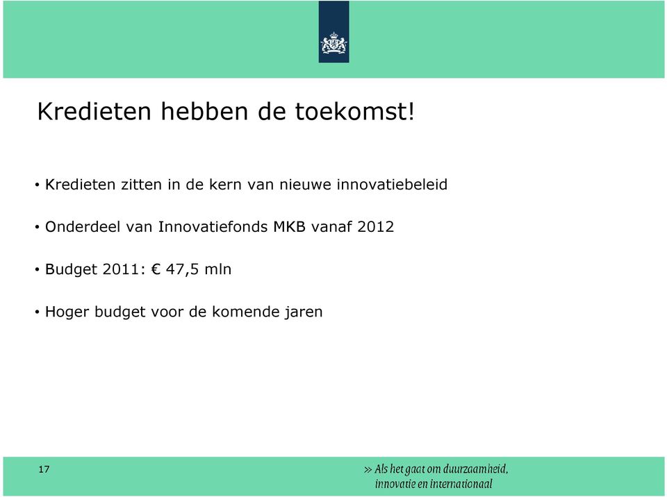 innovatiebeleid Onderdeel van Innovatiefonds