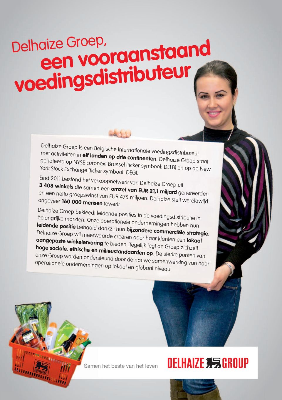 Eind 2011 bestond het verkoopnetwerk van Delhaize Groep uit 3 408 winkels die samen een omzet van EUR 21,1 miljard genereerden en een netto groepswinst van EUR 475 miljoen.