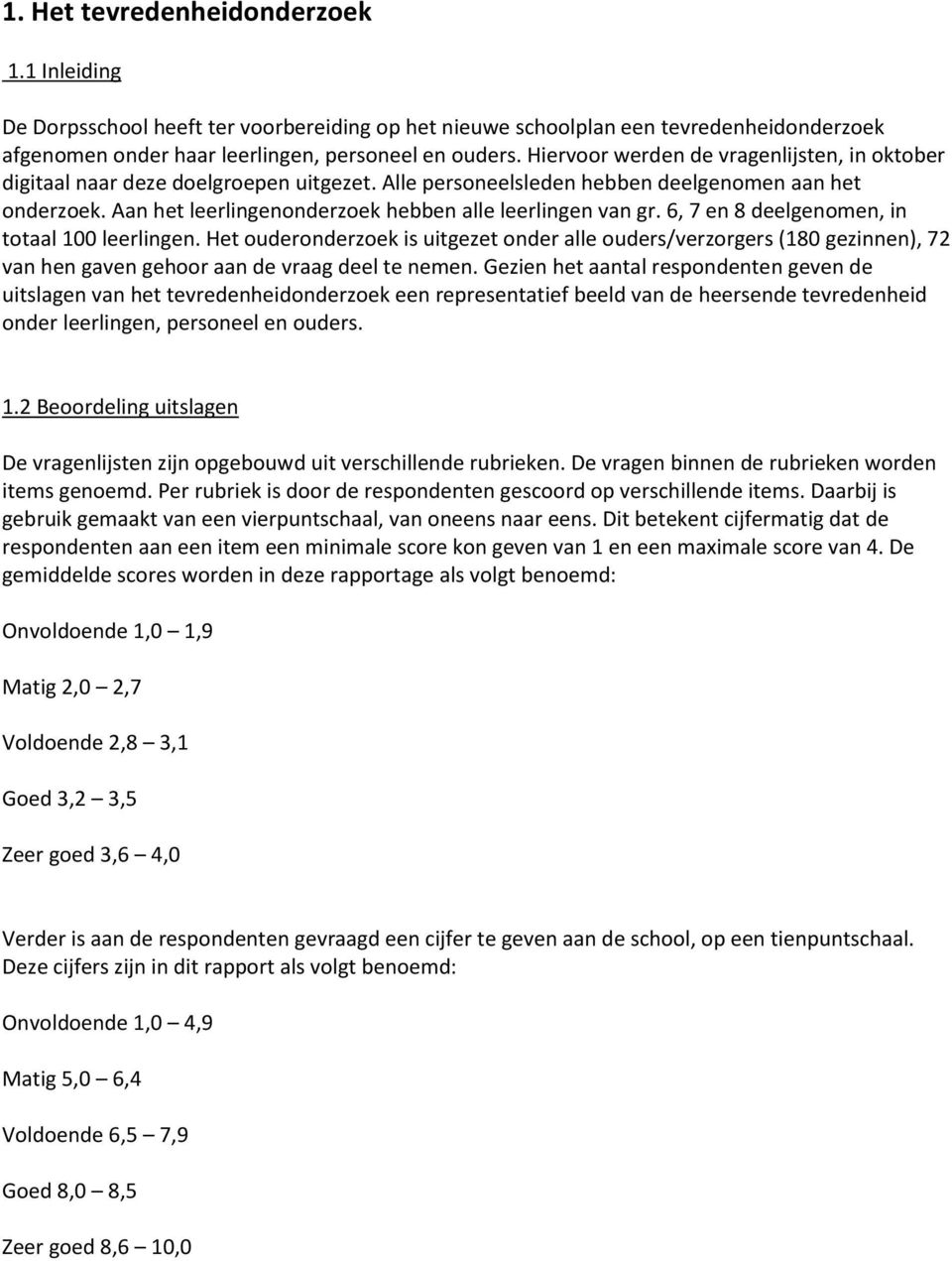 Aan het leerlingenonderzoek hebben alle leerlingen van gr. 6, 7 en 8 deelgenomen, in totaal 100 leerlingen.