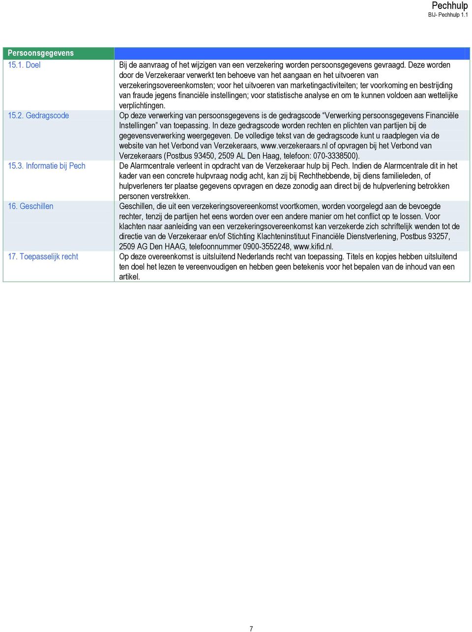 fraude jegens financiële instellingen; voor statistische analyse en om te kunnen voldoen aan wettelijke verplichtingen. 15.2.