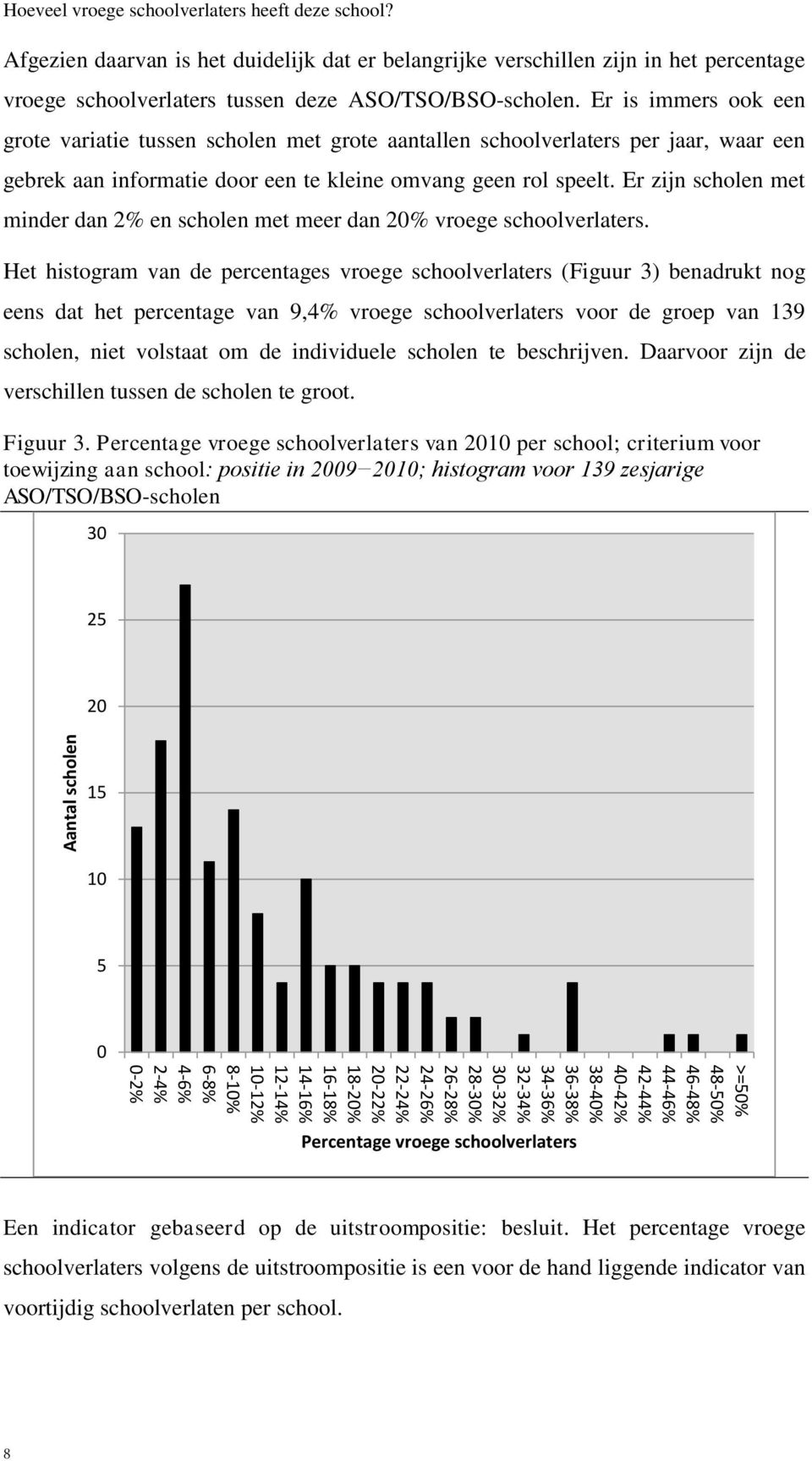 Er is immers ook een grote variatie tussen scholen met grote aantallen schoolverlaters per jaar, waar een gebrek aan informatie door een te kleine omvang geen rol speelt.
