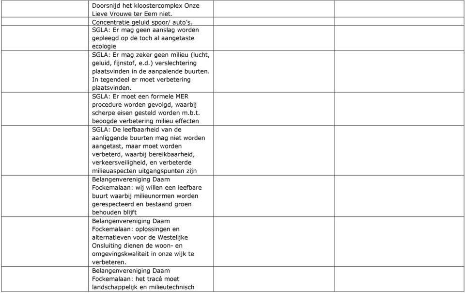 In tegendeel er moet verbetering plaatsvinden. SGLA: Er moet een formele MER procedure worden gevolgd, waarbij scherpe eisen gesteld worden m.b.t. beoogde verbetering milieu effecten SGLA: De