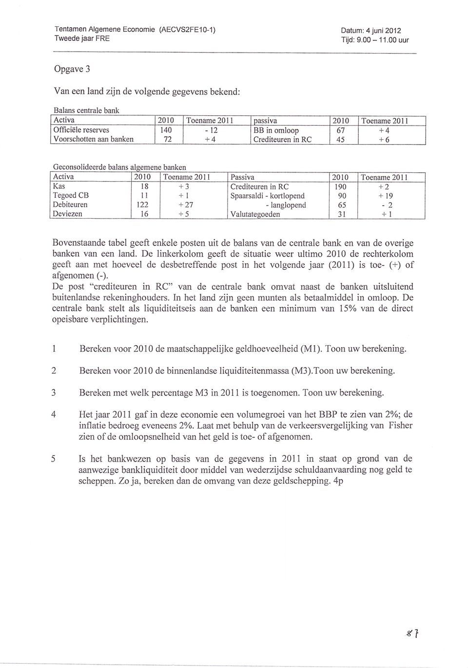 2010 l8 Kas Tegoed ebiteuren eviezen ll t22 t6 banken Toename 2011 +3 +l +27 +5 passrva 2010 Toename 2011 in omloop 6'.