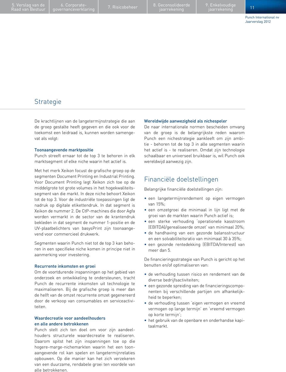 Toonaangevende marktpositie Punch streeft ernaar tot de top 3 te behoren in elk marktsegment of elke niche waarin het actief is.