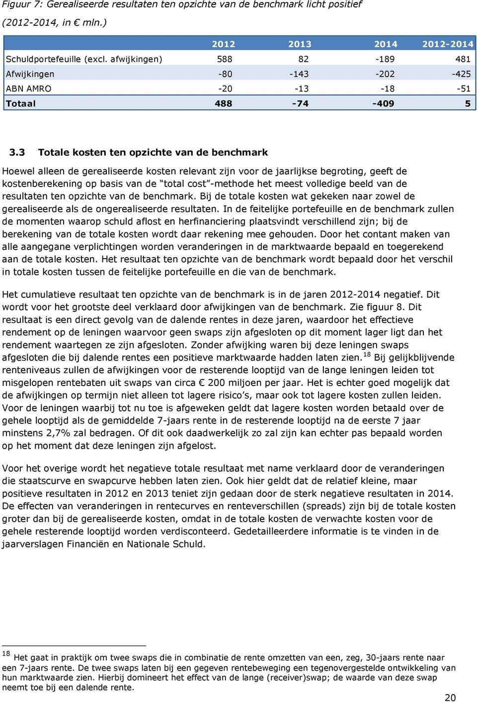 3 Totale kosten ten opzichte van de benchmark Hoewel alleen de gerealiseerde kosten relevant zijn voor de jaarlijkse begroting, geeft de kostenberekening op basis van de total cost -methode het meest