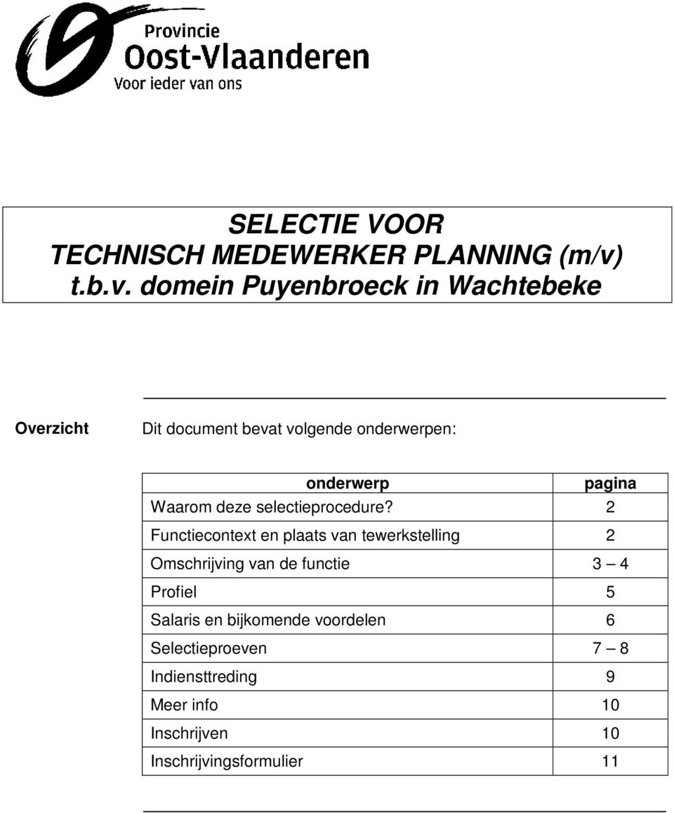 domein Puyenbroeck in Wachtebeke Overzicht Dit document bevat volgende onderwerpen: onderwerp pagina