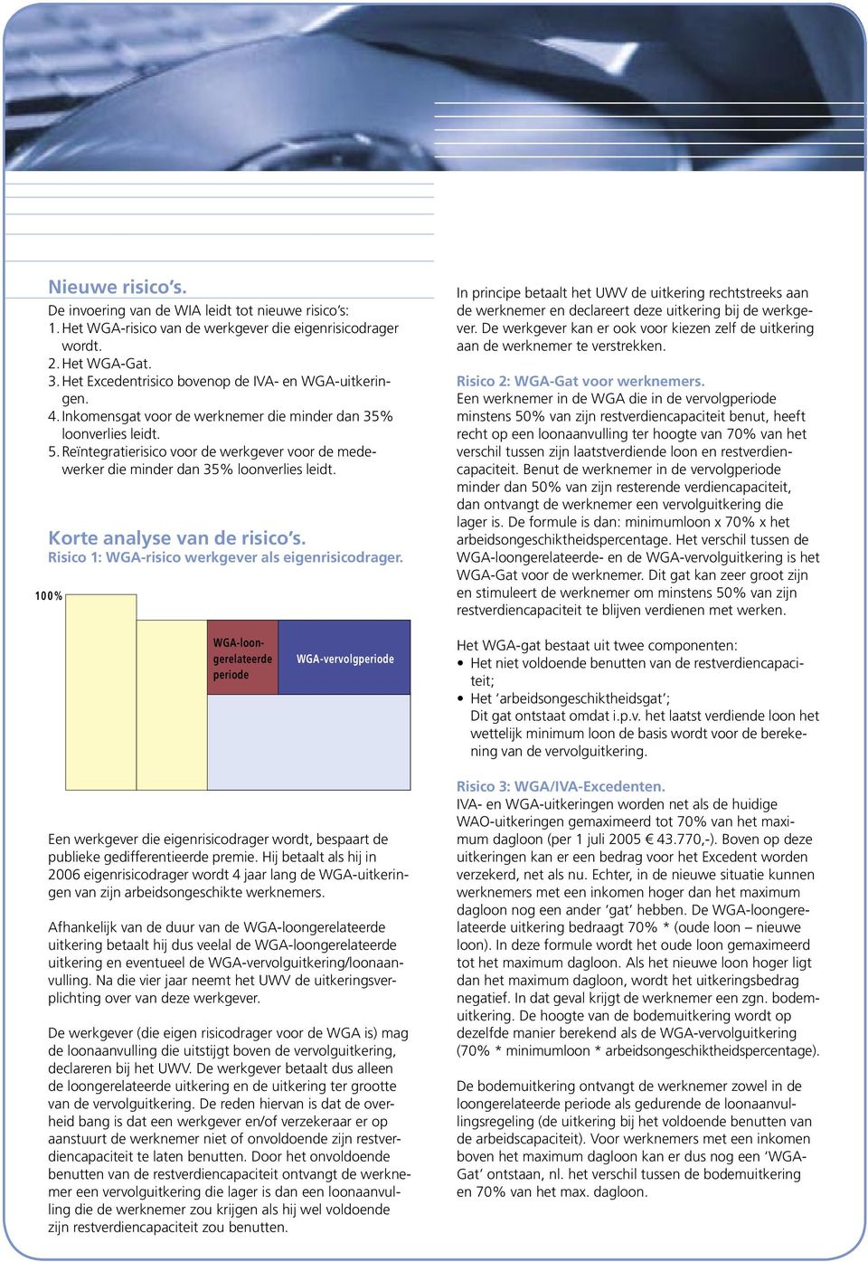 Reïntegratierisico voor de werkgever voor de medewerker die minder dan 35% loonverlies leidt. Korte analyse van de risico s. Risico 1: WGA-risico werkgever als eigenrisicodrager.