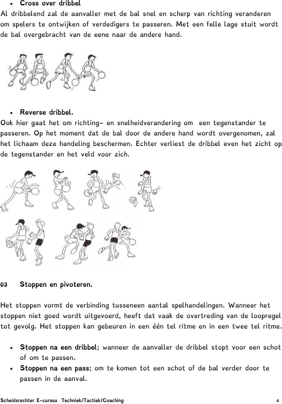 Op het moment dat de bal door de andere hand wordt overgenomen, zal het lichaam deze handeling beschermen. Echter verliest de dribbel even het zicht op de tegenstander en het veld voor zich.