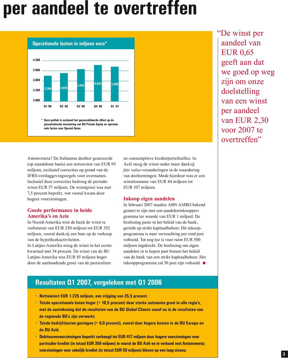 0,65 geeft aan dat we goed op weg zijn om onze doelstelling van een winst per aandeel van EUR 2,30 voor 2007 te overtreffen Antonveneta?