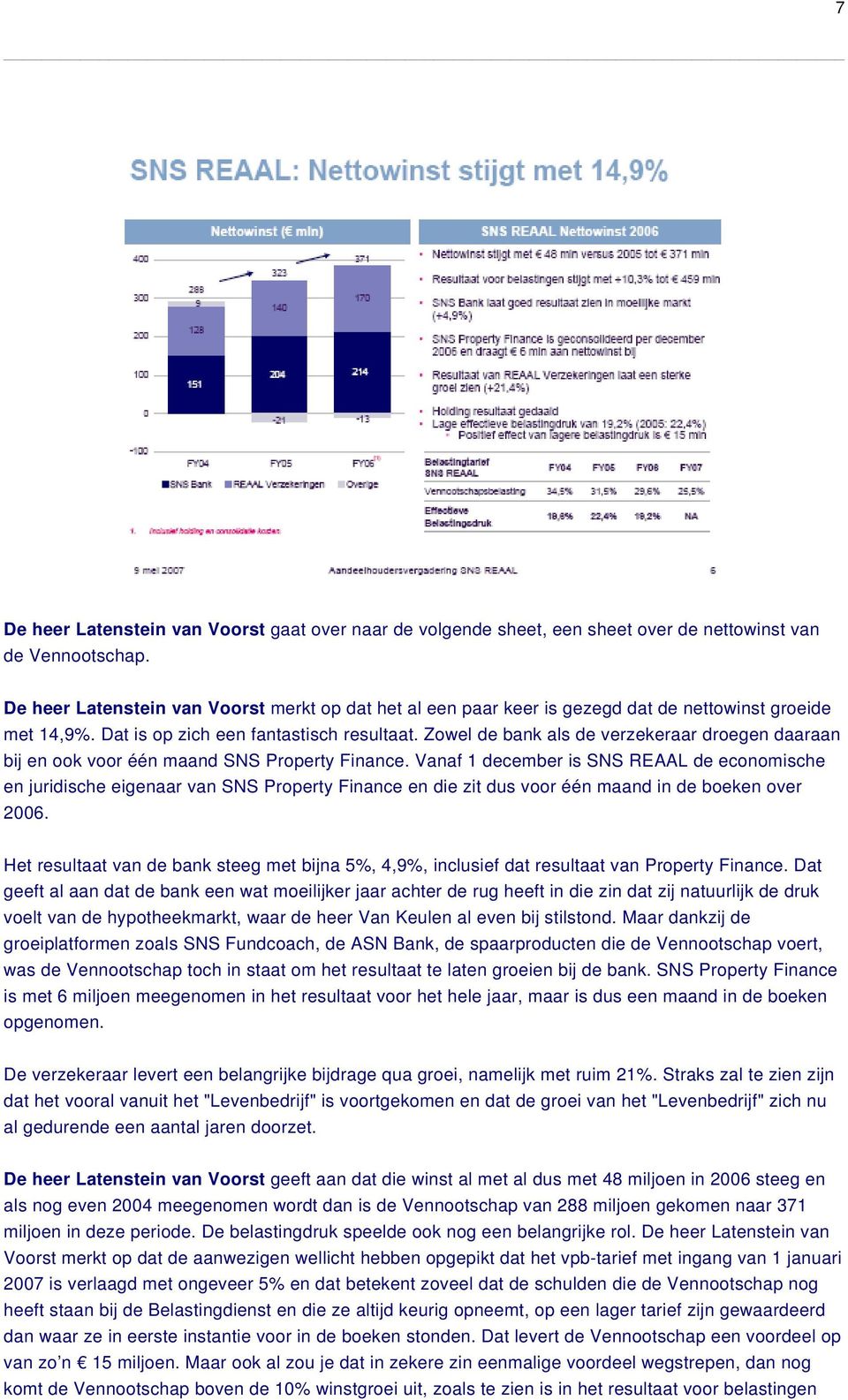 Zowel de bank als de verzekeraar droegen daaraan bij en ook voor één maand SNS Property Finance.