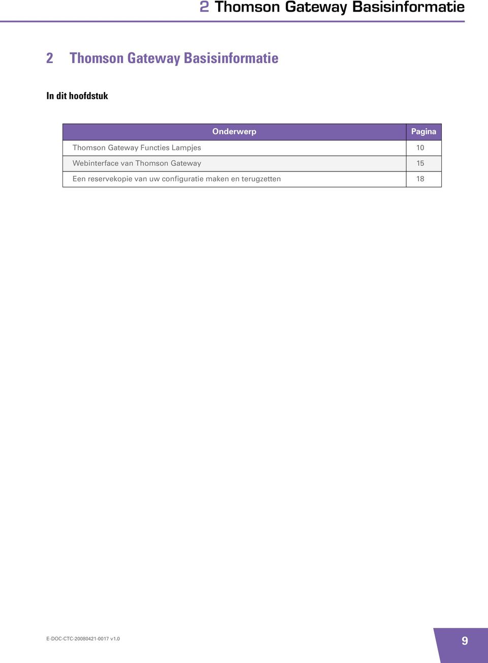 Gateway Functies Lampjes 10 Webinterface van Thomson