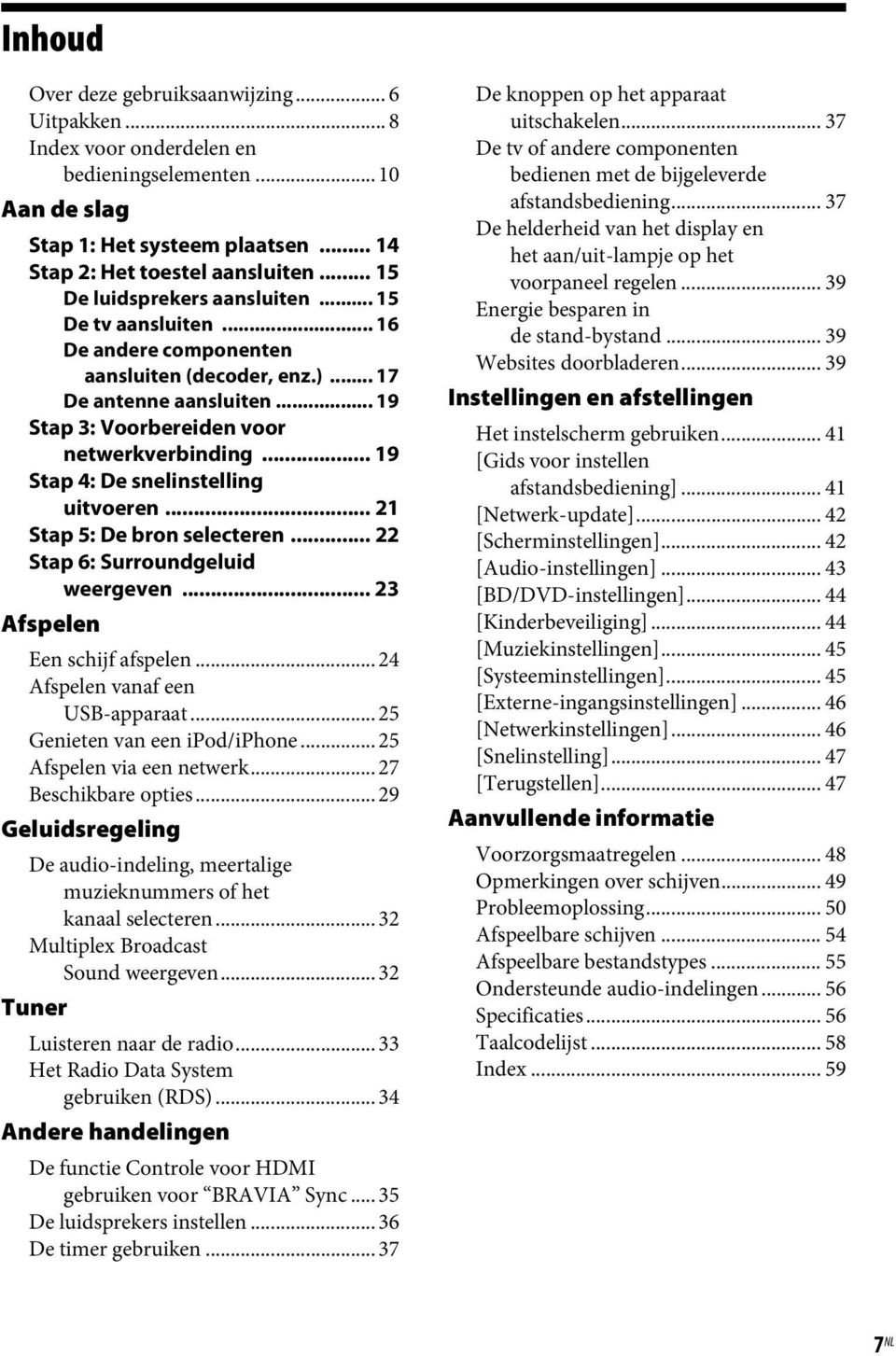 .. 19 Stap 4: De snelinstelling uitvoeren... 21 Stap 5: De bron selecteren... 22 Stap 6: Surroundgeluid weergeven... 23 Afspelen Een schijf afspelen... 24 Afspelen vanaf een USB-apparaat.