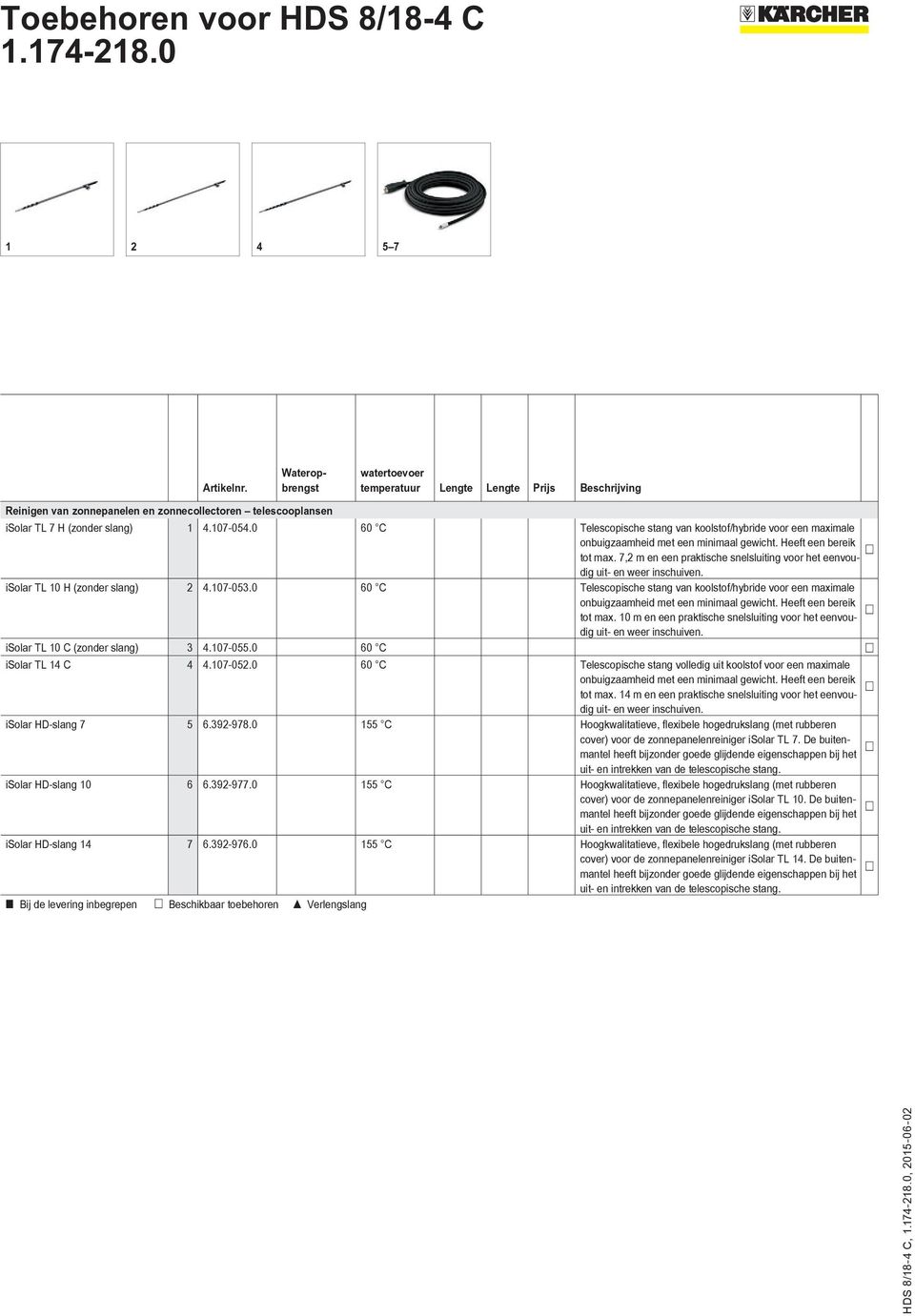 7,2 m en een praktische snelsluiting voor het eenvoudig uit- en weer inschuiven. isolar TL 10 H (zonder slang) 2 4.107-053.