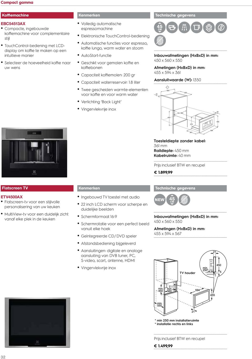 en stoom AutoStart-functie Geschikt voor gemalen koffie en koffiebonen Capaciteit koffiemolen: 200 gr Capaciteit waterreservoir: 1.