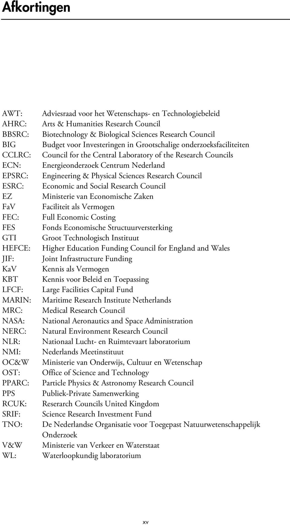 Council for the Central Laboratory of the Research Councils Energieonderzoek Centrum Nederland Engineering & Physical Sciences Research Council Economic and Social Research Council Ministerie van