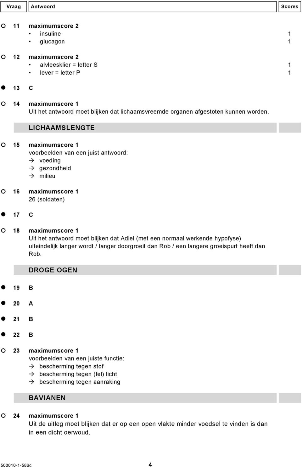 LICHAAMSLENGTE 15 maximumscore 1 voorbeelden van een juist antwoord: voeding gezondheid milieu 16 maximumscore 1 26 (soldaten) 17 C 18 maximumscore 1 Uit het antwoord moet blijken dat Adiel (met een