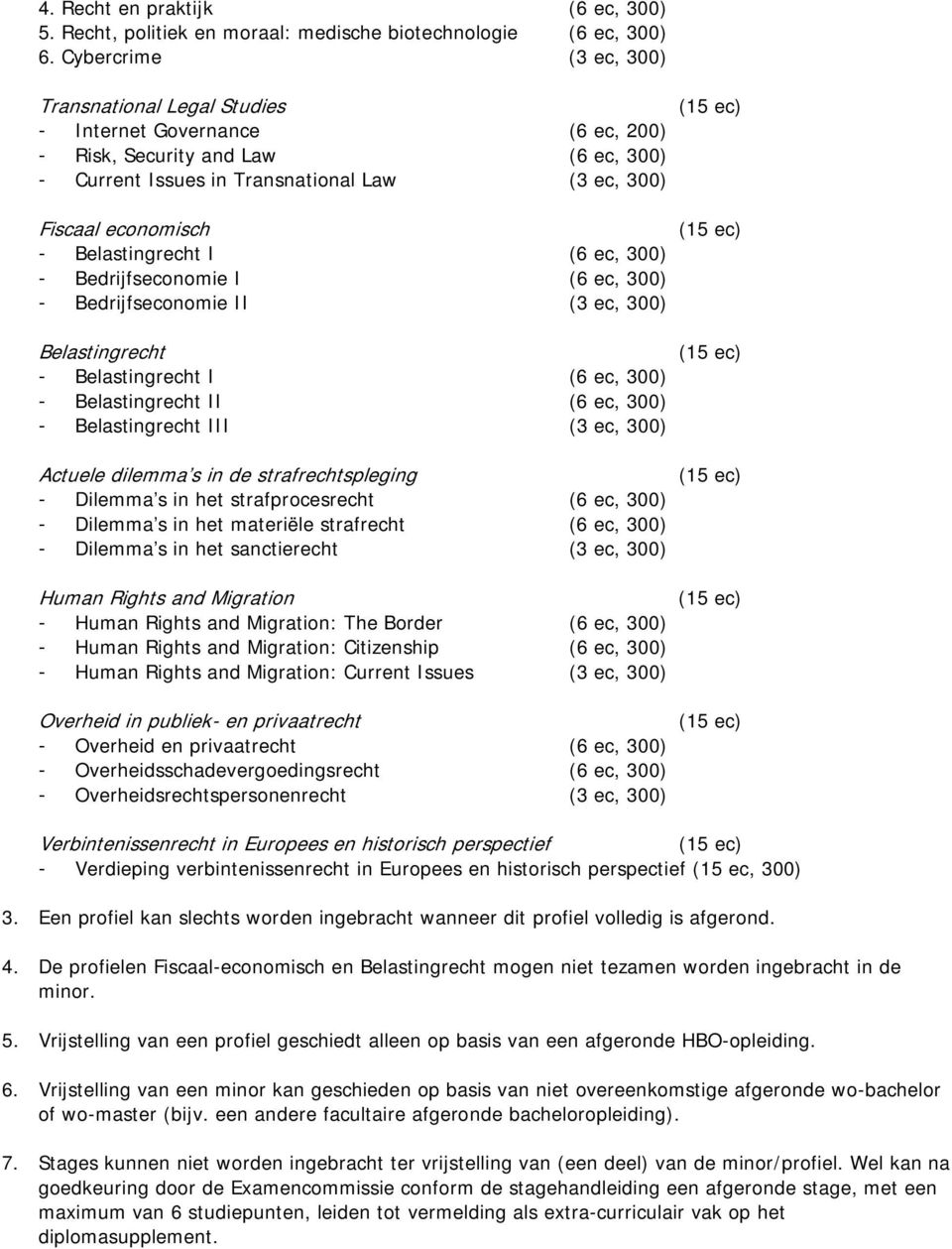 (15 ec) - Belastingrecht I (6 ec, 300) - Bedrijfseconomie I (6 ec, 300) - Bedrijfseconomie II (3 ec, 300) Belastingrecht (15 ec) - Belastingrecht I (6 ec, 300) - Belastingrecht II (6 ec, 300) -