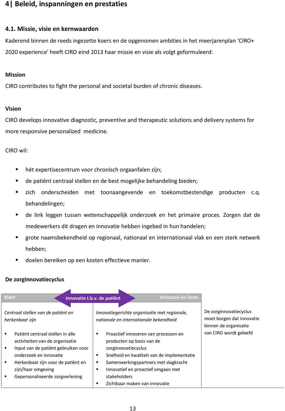 geformuleerd: Mission CIRO contributes to fight the personal and societal burden of chronic diseases.