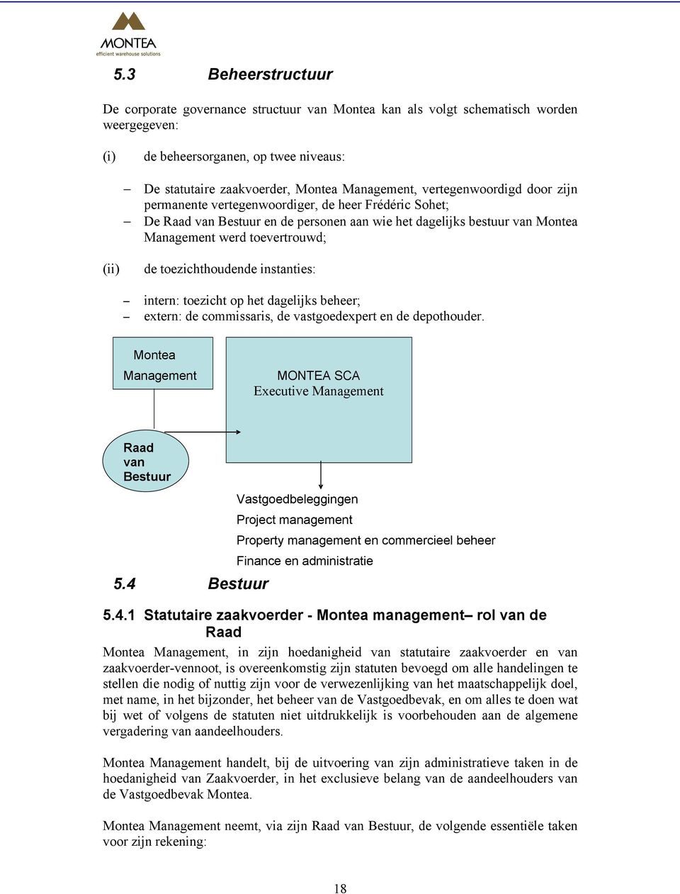 toezichthoudende instanties: intern: toezicht op het dagelijks beheer; extern: de commissaris, de vastgoedexpert en de depothouder.