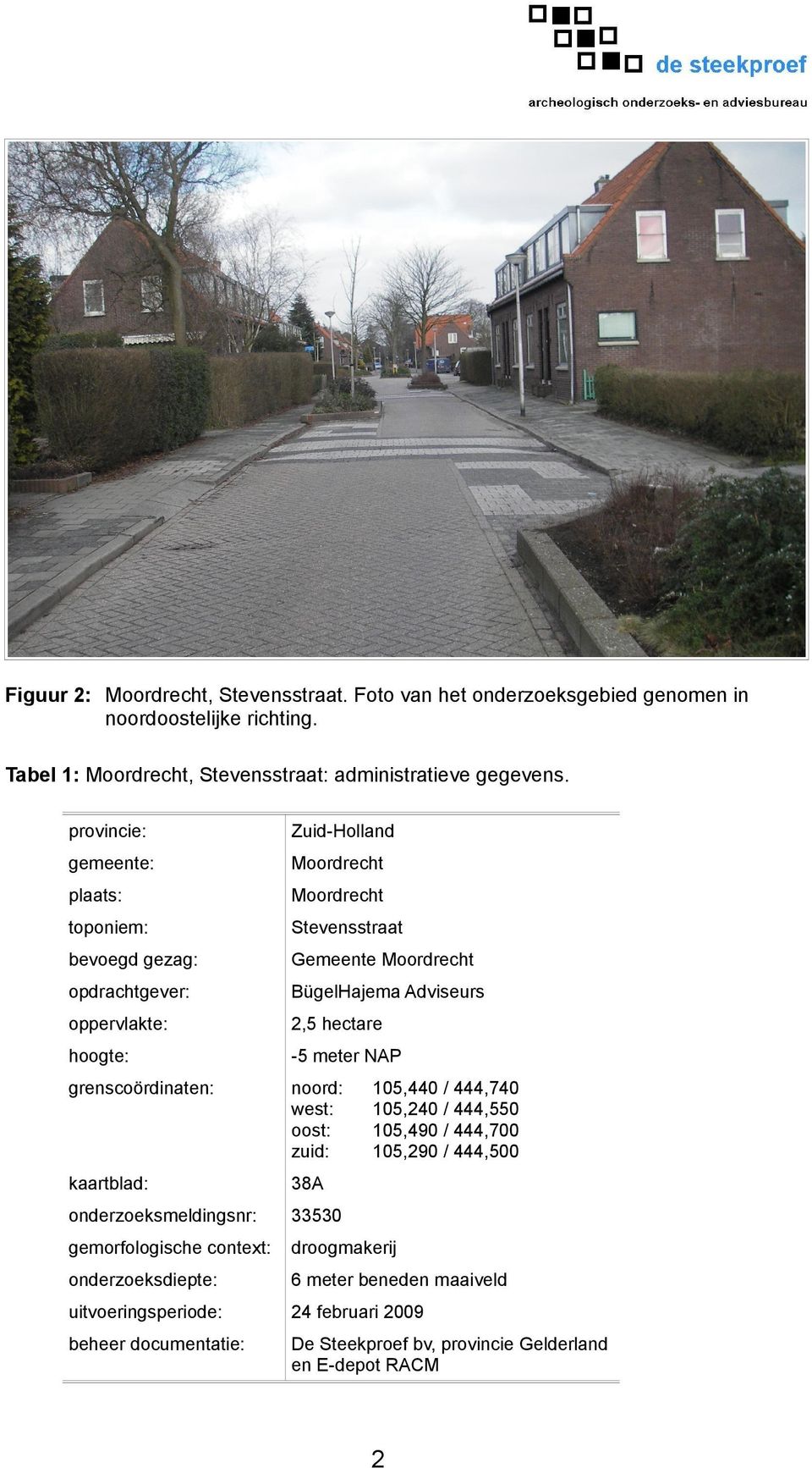 hectare hoogte: -5 meter NAP grenscoördinaten: noord: west: oost: zuid: kaartblad: 38A onderzoeksmeldingsnr: 33530 gemorfologische context: droogmakerij onderzoeksdiepte: 6 meter