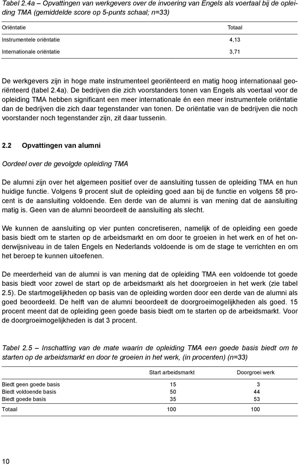 oriëntatie 3,71 De werkgevers zijn in hoge mate instrumenteel georiënteerd en matig hoog internationaal georiënteerd (tabel 2.4a).